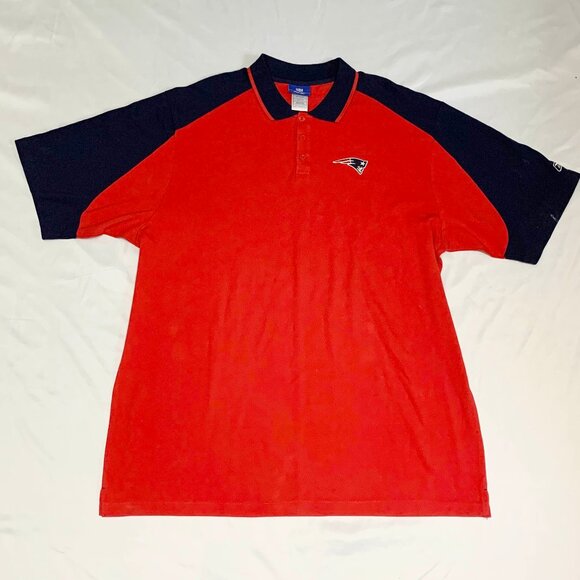 New England Patriots Reebok NFL Vintage Polo Shirt 2XL Red Blue Football APGF113 - Picture 1 of 7